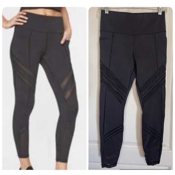Athleta Pants - ATHLETA All In Mesh 7/8 Tight Black Active Cutout High Waisted Gym Yoga Sz S